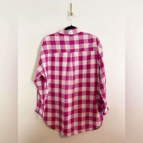 Anthropologie Maeve Bennett pink Buffalo Plaid Button Down Shirt small. NWT - Picture 6 of 9